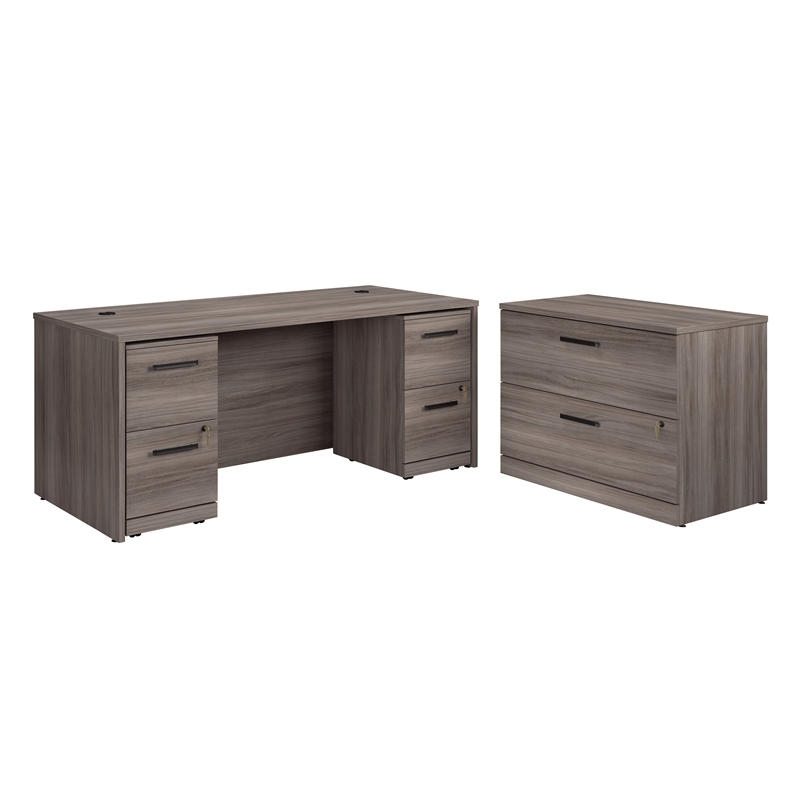 Sauder Affirm Engineered Wood Desk/Mobile File/Lateral File Bundle in Hudson Elm