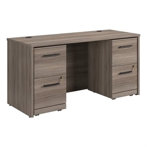 Sauder Affirm 60&quot Desk 2-Drawers Ped in a Hudson Elm Finish