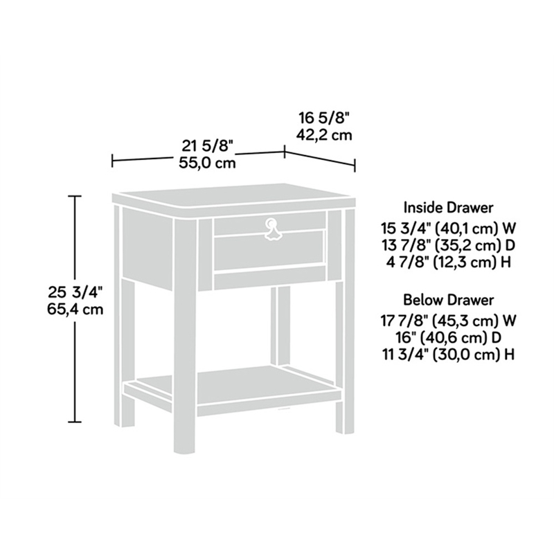 Sauder Isabella Isle Engineered Wood Bedroom Nightstand in White