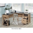 Sauder Newberry Lane Engineered Wood L-Shaped Desk in Khaki Pine