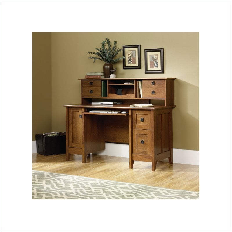 Sauder August Hill Comp w/Hutch Oiled Oak Computer Desk 042666100328 