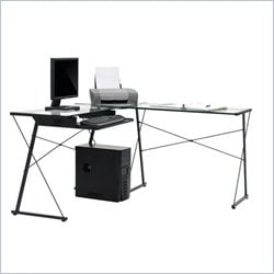 Sauder Beginnings L Shaped Black/Clear Computer Desk 042666612135 