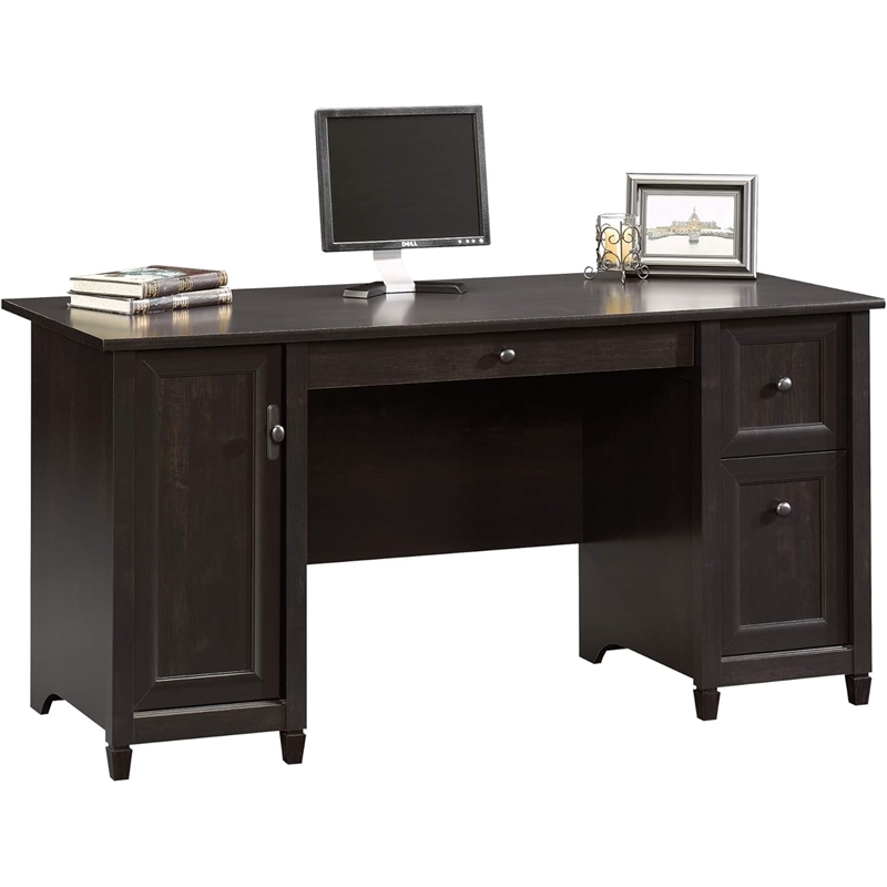 Sauder Edge Water Engineered Wood 2-Drawers Computer Desk in Estate Black