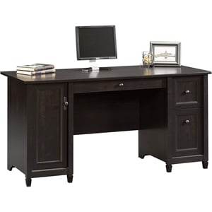 Sauder Edge Water Engineered Wood 2-Drawers Computer Desk in Estate Black