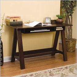   Canyon Trestle Espresso/Black Gls Computer Desk 042666611800  