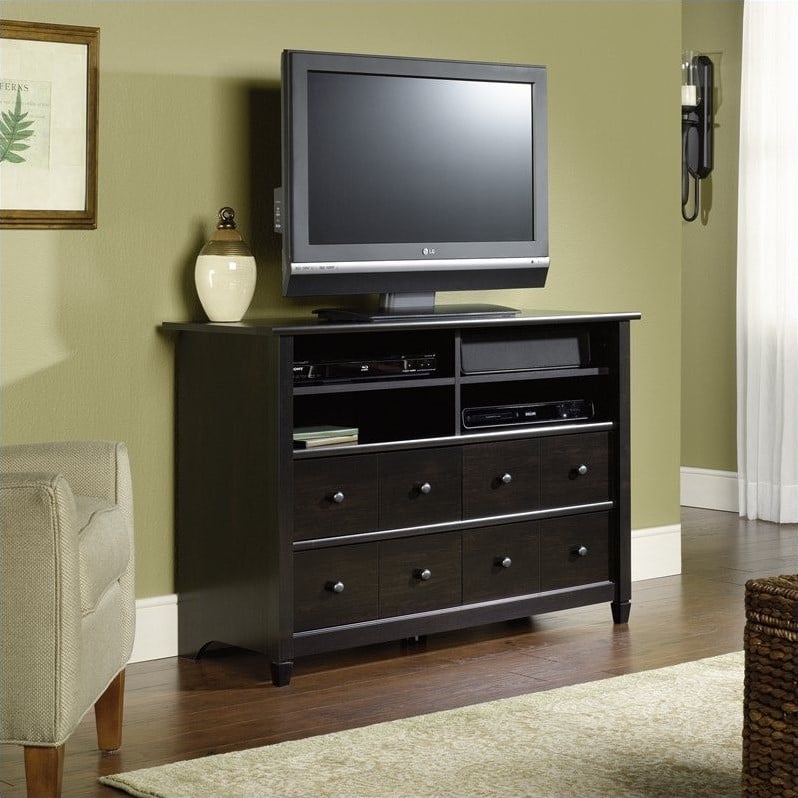 Sauder Edge Water Highboy TV Stand in Estate Black [383028]