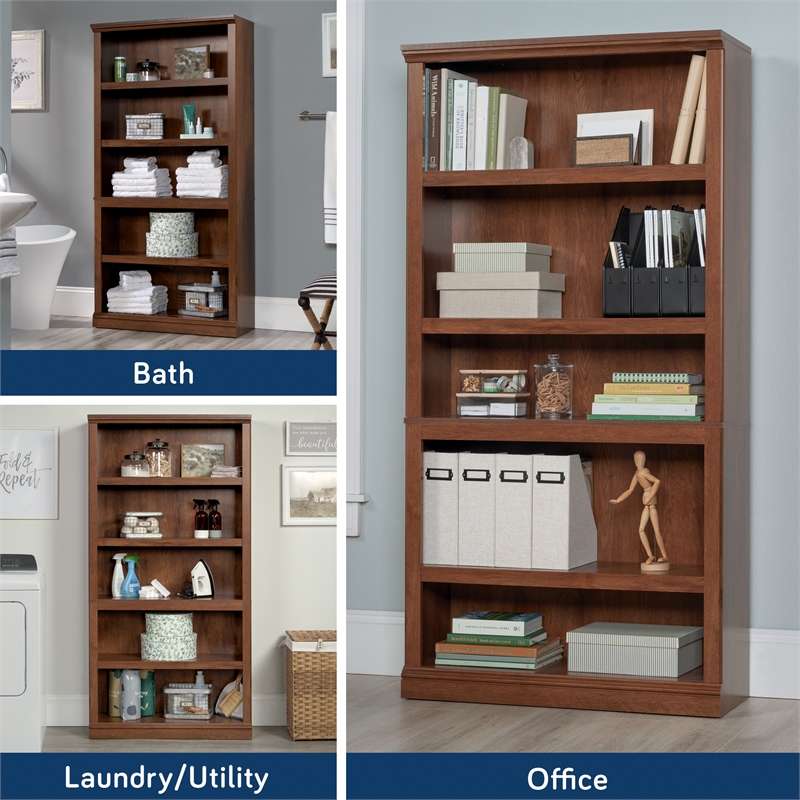 Sauder Select Engineered Wood 5 Shelf Bookcase in Oiled Oak