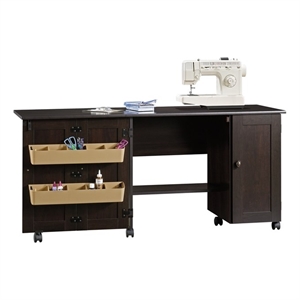 Sauder Select Engineered Wood Craft Sewing Cart in Cinnamon Cherry
