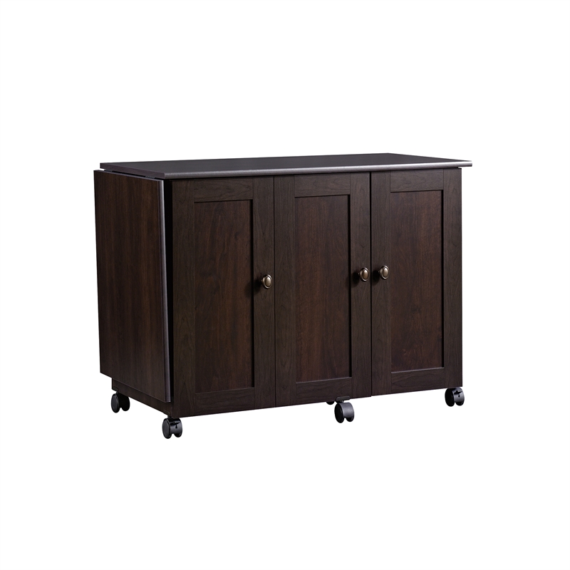 Sauder Select Engineered Wood Craft Sewing Cart in Cinnamon Cherry