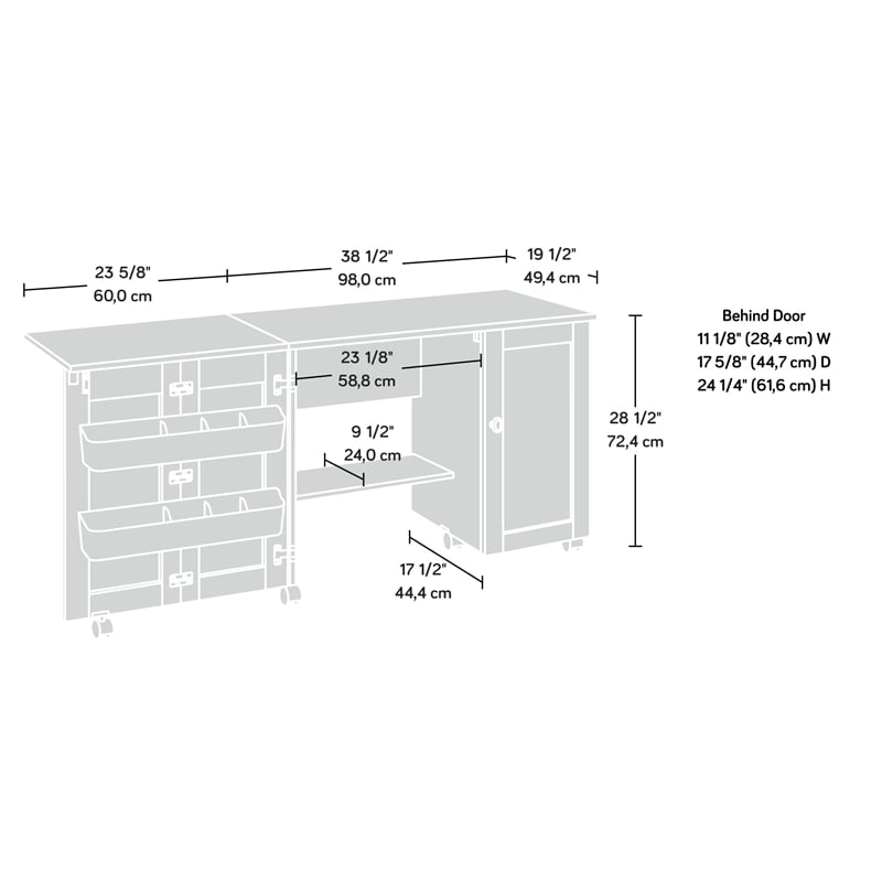 Sauder Select Engineered Wood Craft Sewing Cart in Cinnamon Cherry