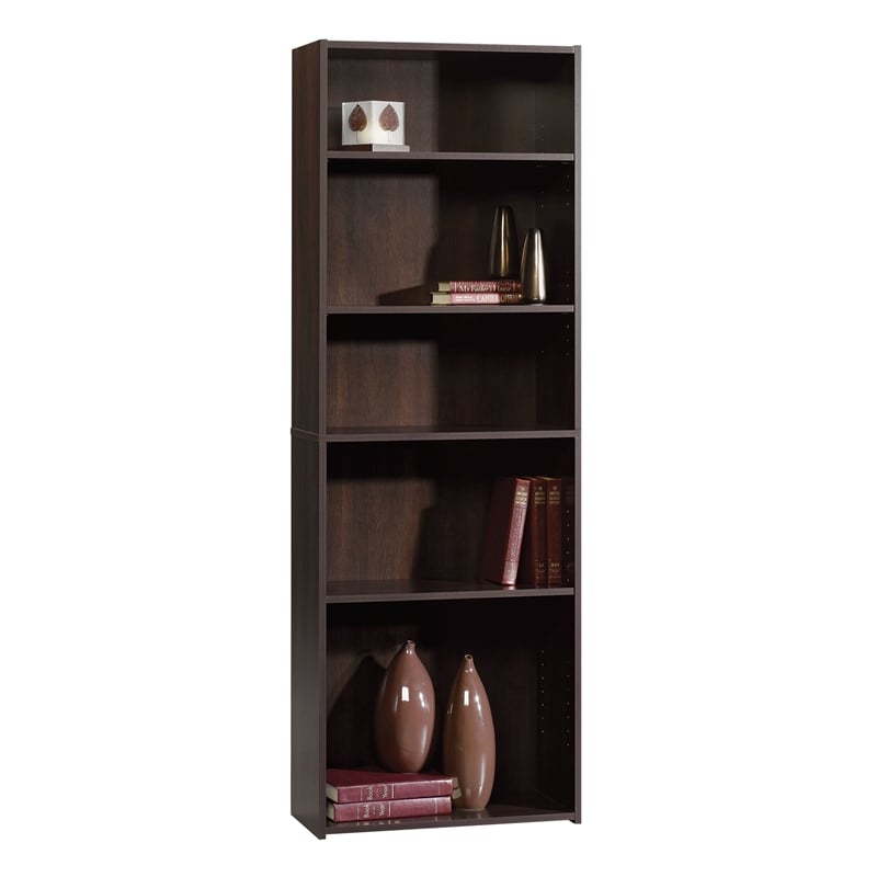 Sauder Beginnings Engineered Wood 5-Shelf Bookcase in Cinnamon Cherry
