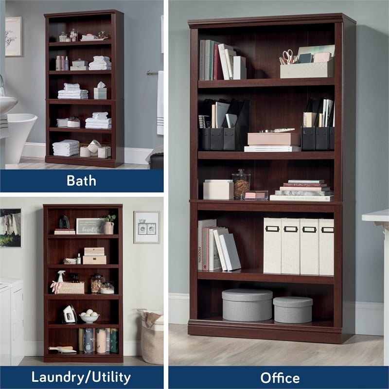 Sauder Engineered Wood 5 Shelf Bookcase in Select Cherry Finish