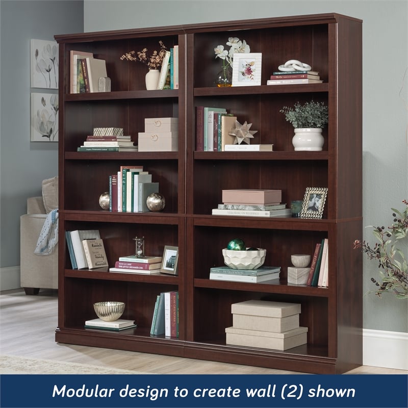 Sauder Engineered Wood 5 Shelf Bookcase in Select Cherry Finish