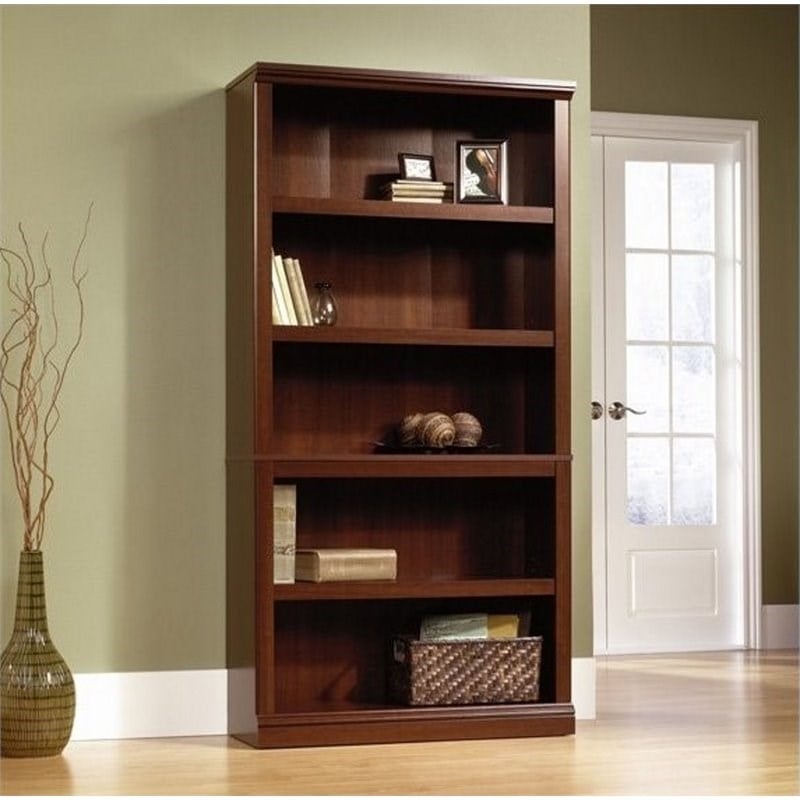Sauder Engineered Wood 5 Shelf Bookcase in Select Cherry Finish