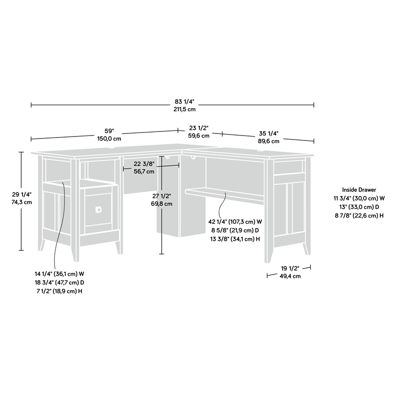 Sauder August Hill  L-Desk in Dover Oak