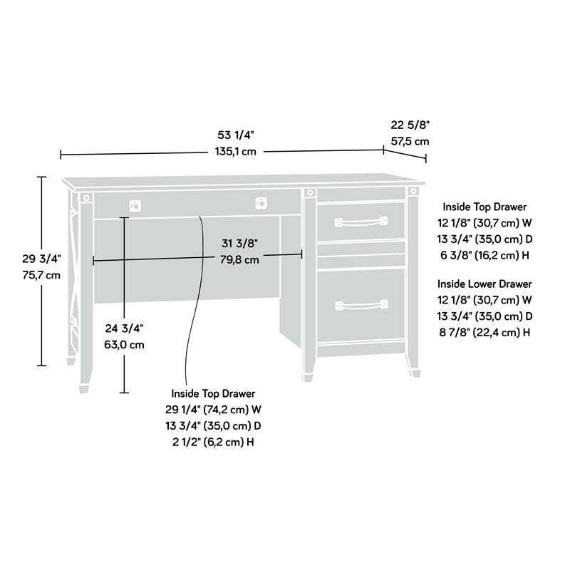 Sauder Carson Forge Engineered Wood Computer Desk in Washington Cherry