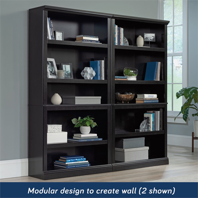 Sauder Select Engineered Wood 5 Shelf Bookcase in Estate Black