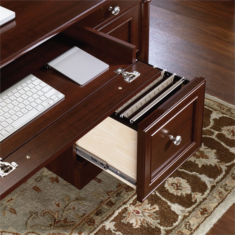 Sauder Palladia Engineered Wood 6-Drawers Executive Desk in Select Cherry