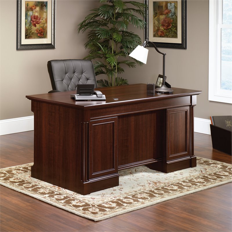 Sauder Palladia Engineered Wood 6-Drawers Executive Desk in Select Cherry