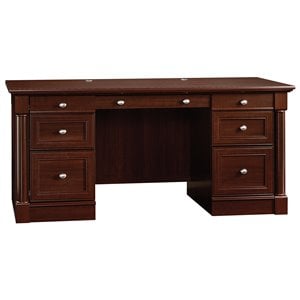 Sauder Palladia Engineered Wood 6-Drawers Executive Desk in Select Cherry