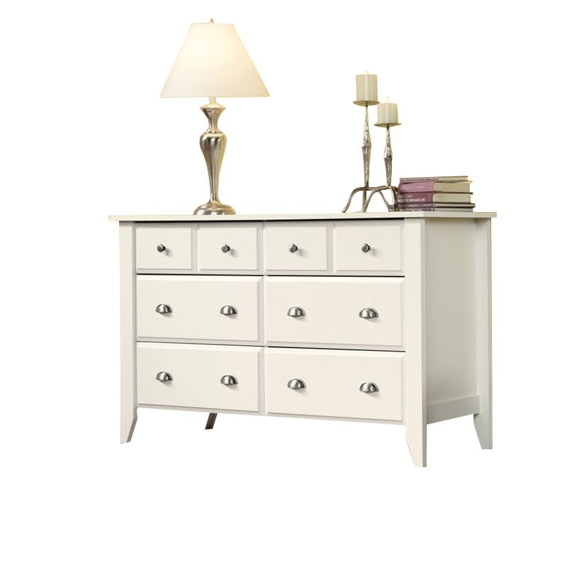 Sauder Shoal Creek Engineered Wood 6 Drawer Dresser in Soft White