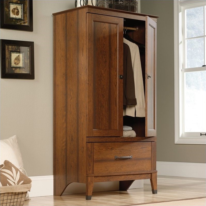 Sauder Carson Forge Engineered Wood Armoire in Washington Cherry