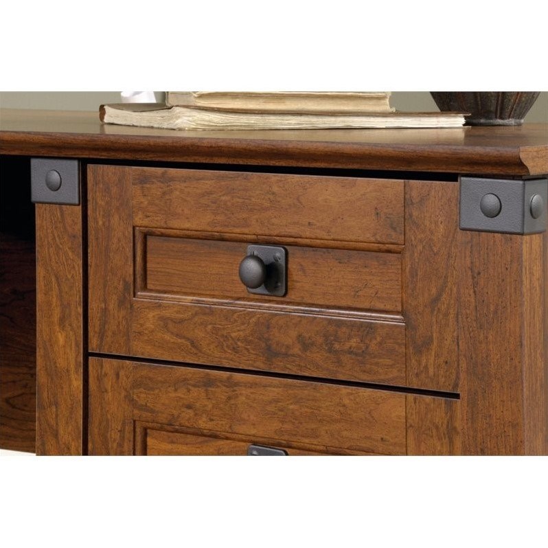 Sauder Carson Forge Engineered Wood L-Desk in Washington Cherry