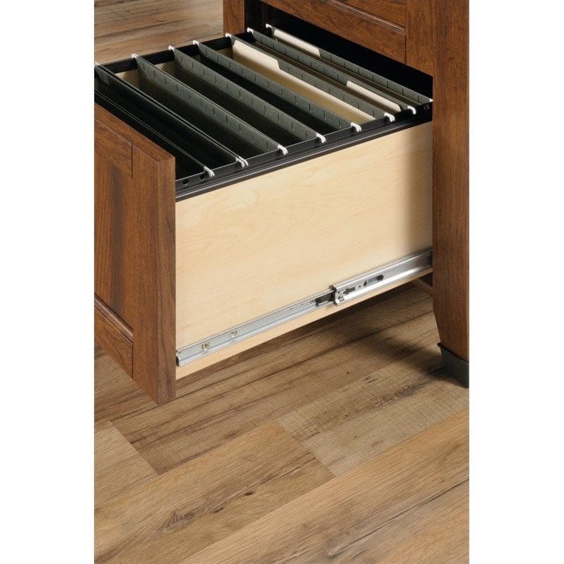 Sauder Carson Forge Engineered Wood L-Desk in Washington Cherry