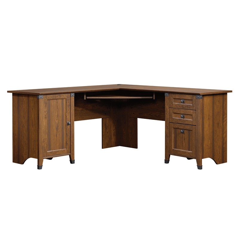Sauder Carson Forge Engineered Wood L-Desk in Washington Cherry