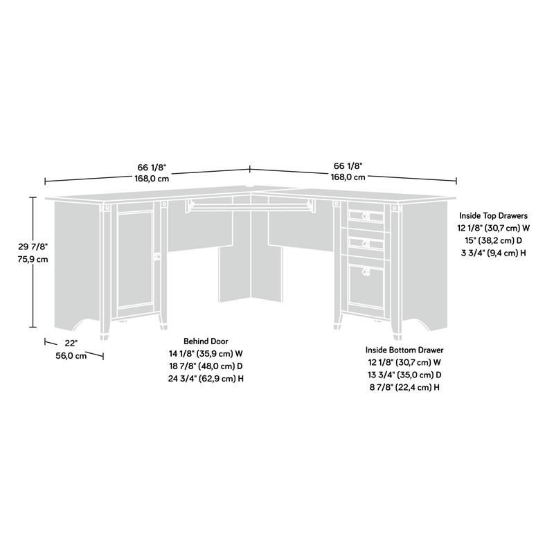 Sauder Carson Forge Engineered Wood L-Desk in Washington Cherry