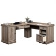 Sauder Barrister Lane Engineered Wood L-Desk in Salt Oak Finish