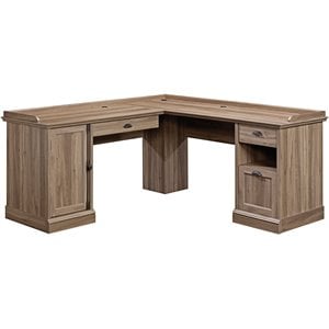 Sauder Barrister Lane Engineered Wood L-Desk in Salt Oak Finish