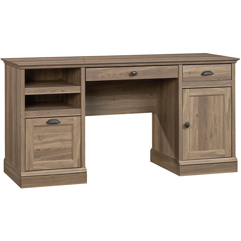 Sauder Barrister Lane Engineered Wood Executive Desk in Salt Oak