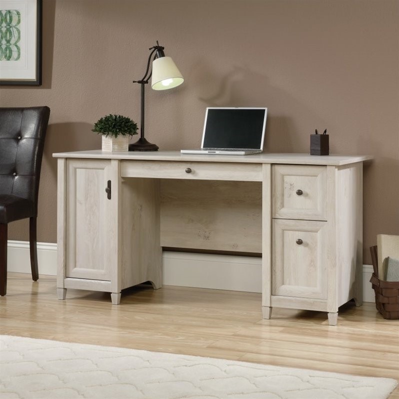 Sauder Edge Water Engineered Wood Computer Desk in Chalked Chestnut