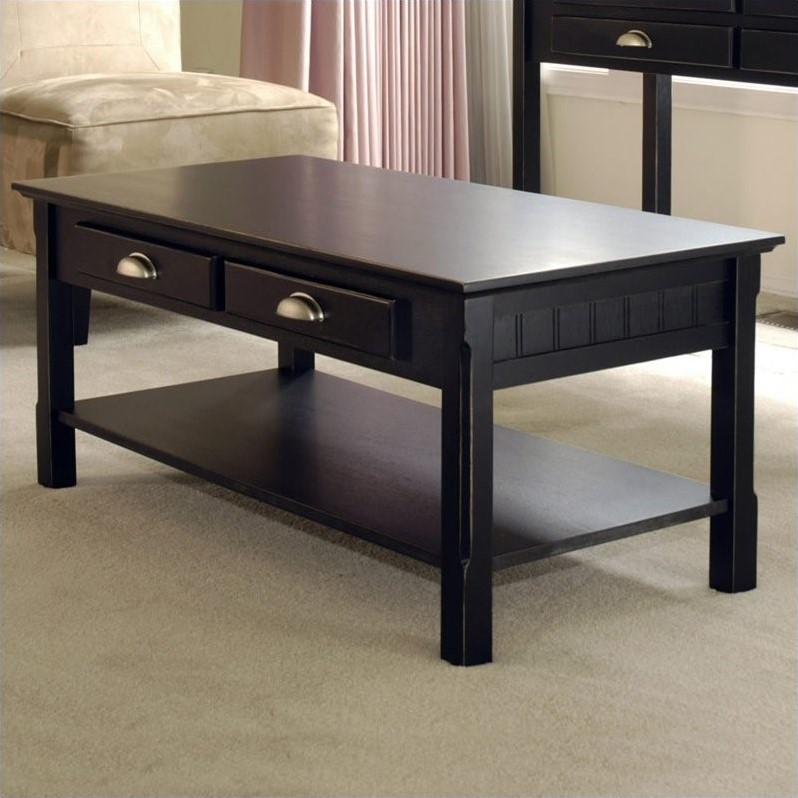 Winsome Timber 2 Piece Coffee and End Table Set in Black Beechwood