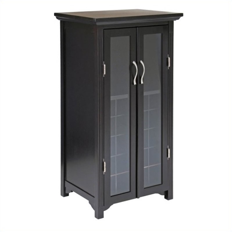   20 Bottle Cabinet w/French Drs Espresso Wine Rack 021713927224  