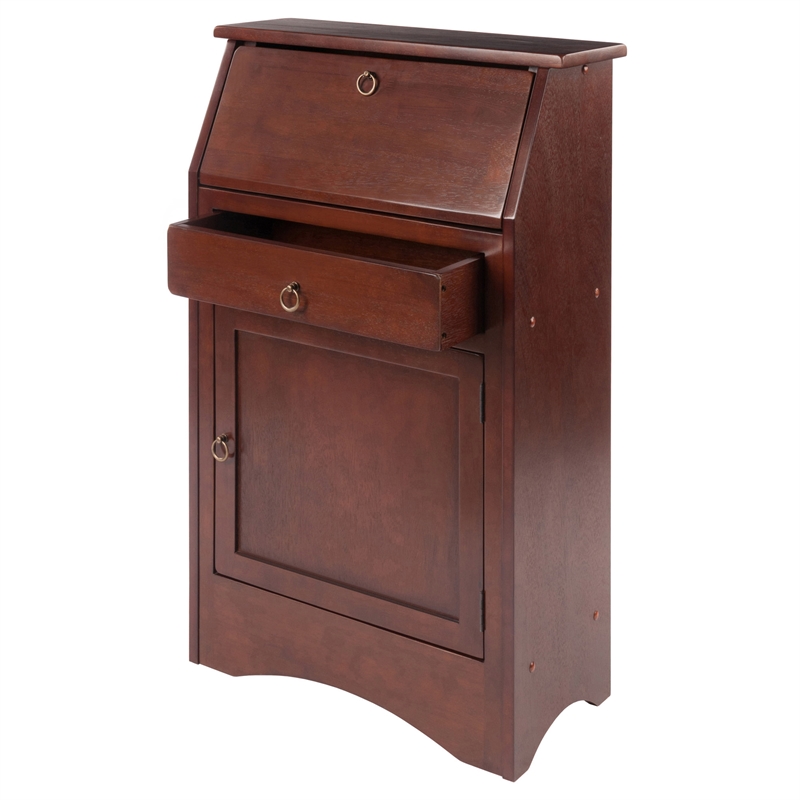 Winsome Regalia Transitional Solid Wood Secretary Desk in Antique Walnut