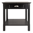 Winsome Timber Transitional Solid Wood End Table with 1-Drawer in Black