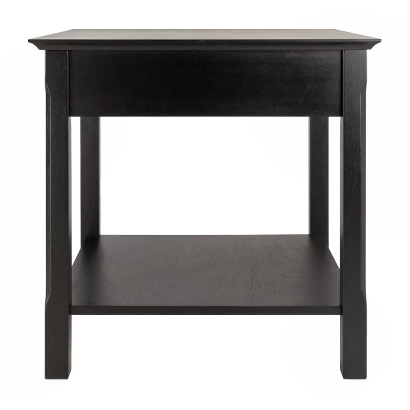 Winsome Timber Transitional Solid Wood End Table with 1-Drawer in Black