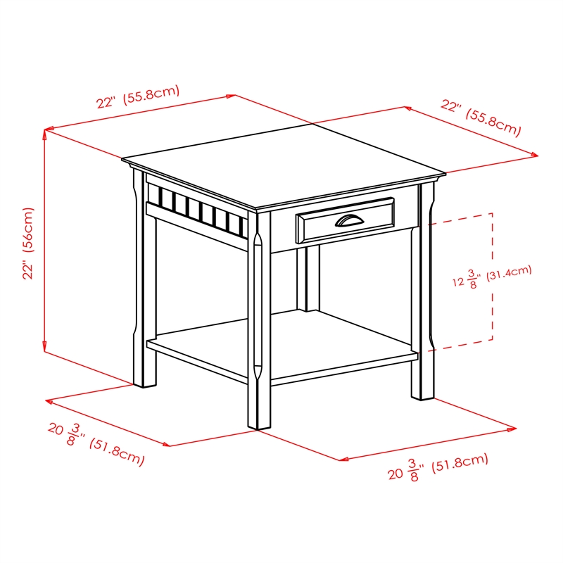 Winsome Timber Transitional Solid Wood End Table with 1-Drawer in Black