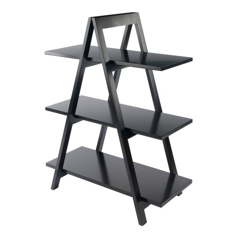 Winsome Aaron 3-Tier A-Frame Contemporary Solid Wood Book Shelf in Black