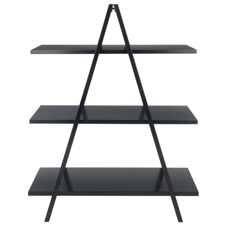 Winsome Aaron 3-Tier A-Frame Contemporary Solid Wood Book Shelf in Black