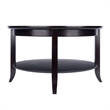 Winsome Genoa Round Solid Wood Coffee Table with Glass Top in Dark Espresso