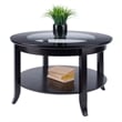 Winsome Genoa Round Solid Wood Coffee Table with Glass Top in Dark Espresso