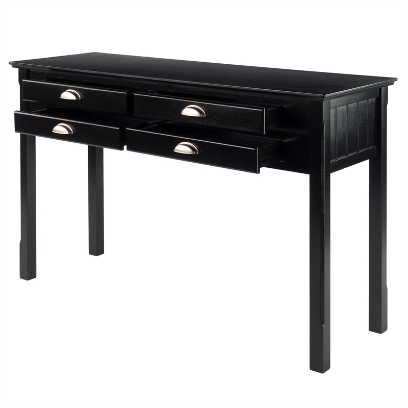 Winsome Timber Transitional Solid Wood Console Table in Black