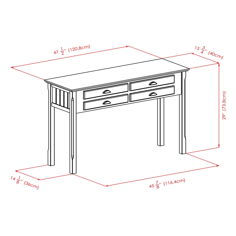 Winsome Timber Transitional Solid Wood Console Table in Black