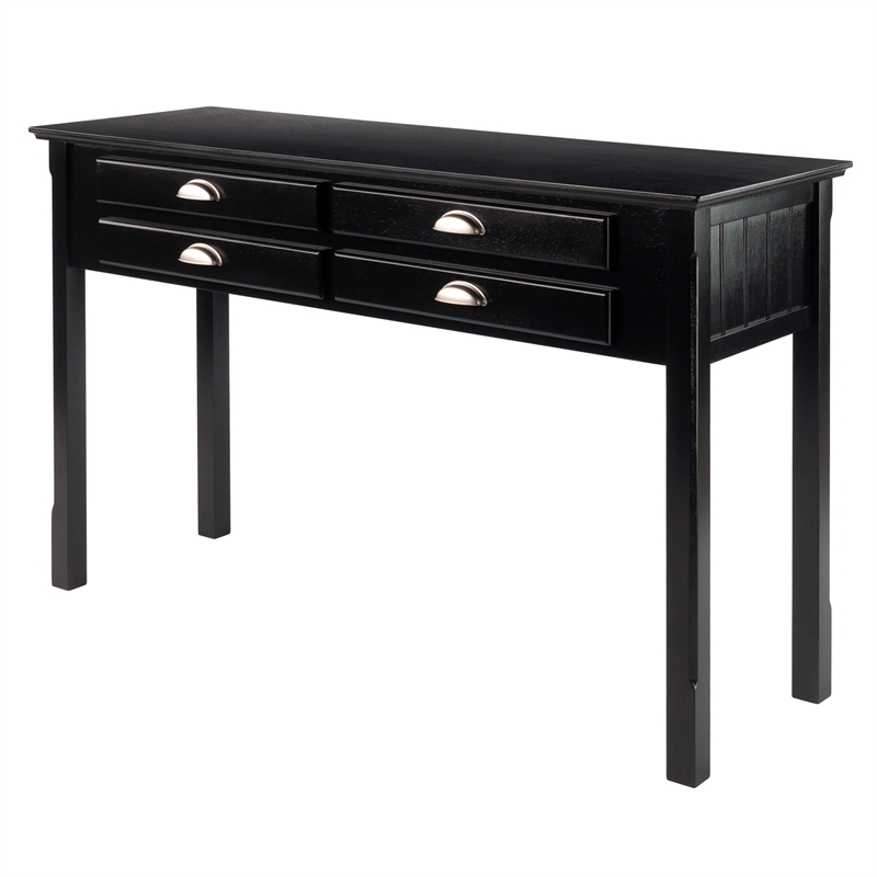 Winsome Timber Transitional Solid Wood Console Table in Black