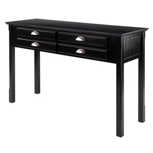 Winsome Timber Transitional Solid Wood Console Table in Black