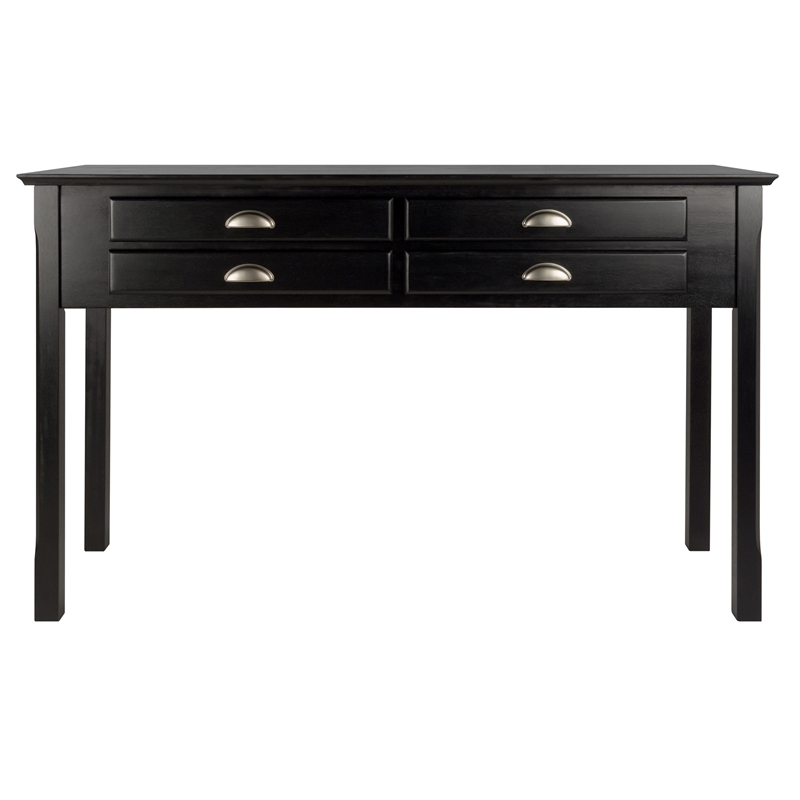 Winsome Timber Transitional Solid Wood Console Table in Black