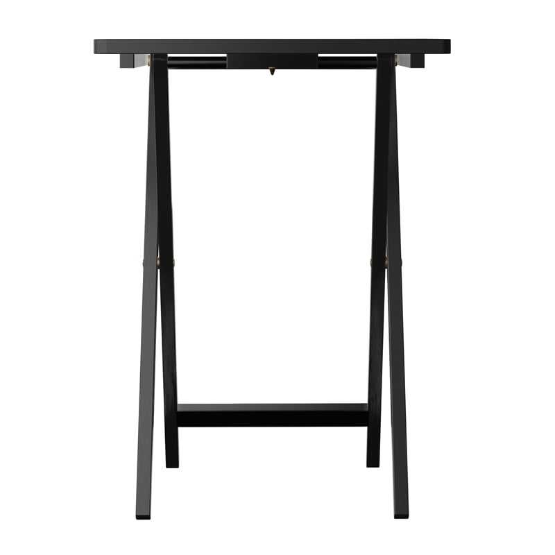 Winsome Alex 5-Piece Transitional Solid Wood TV Table with Stand in Black